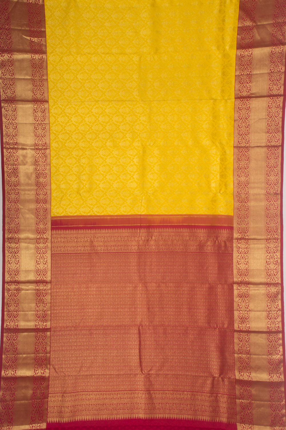 Kanchipuram Silk Brocade Yellow Saree