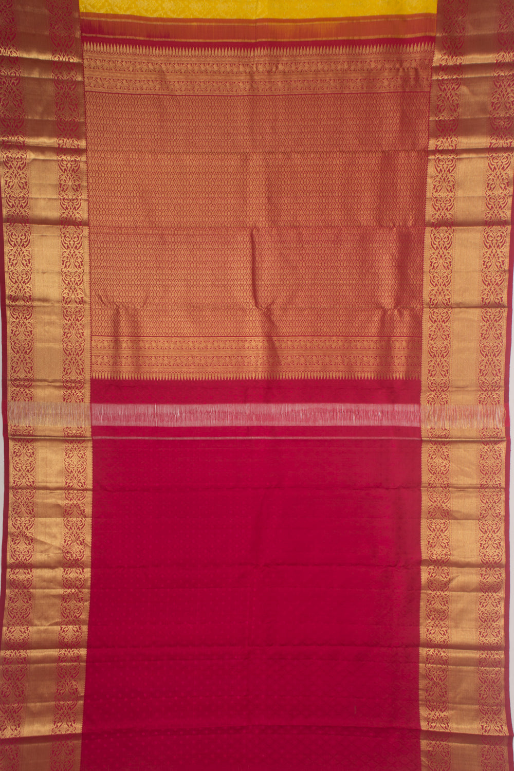 Kanchipuram Silk Brocade Yellow Saree