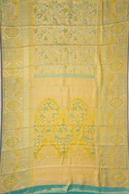 Kanchipuram Silk Tissue Brocade Sea Green Saree