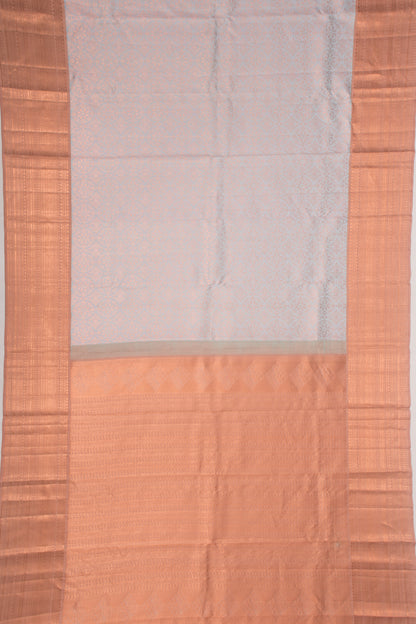 Kanchipuram Silk Brocade Grey Saree