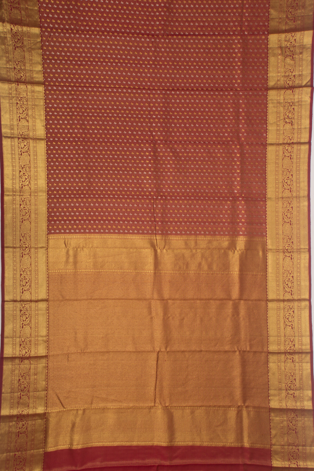 Kanchipuram Silk Horizontal Line Butta Maroon Saree