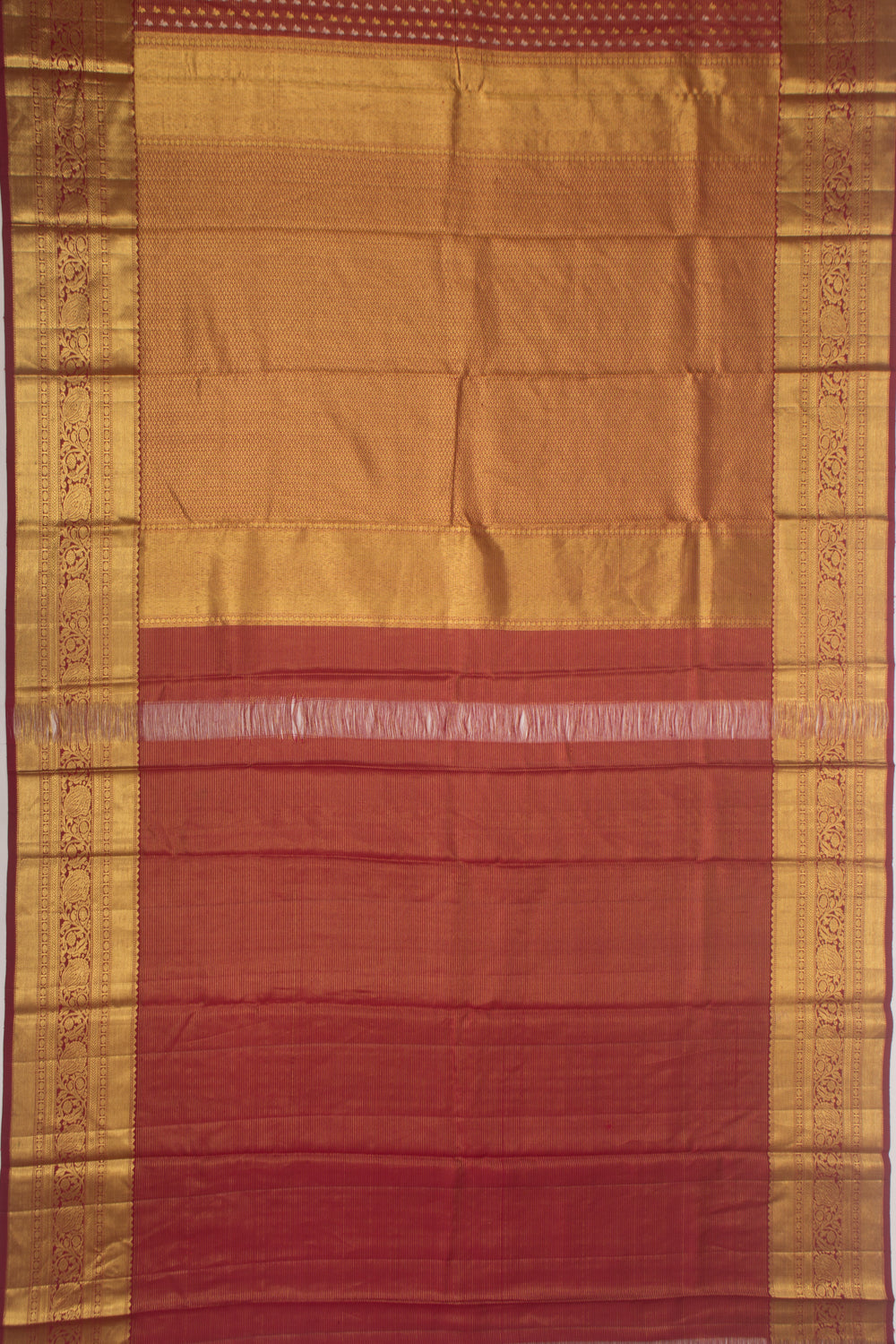 Kanchipuram Silk Horizontal Line Butta Maroon Saree