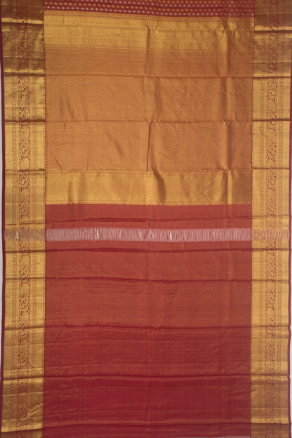 Kanchipuram Silk Horizontal Line Butta Maroon Saree