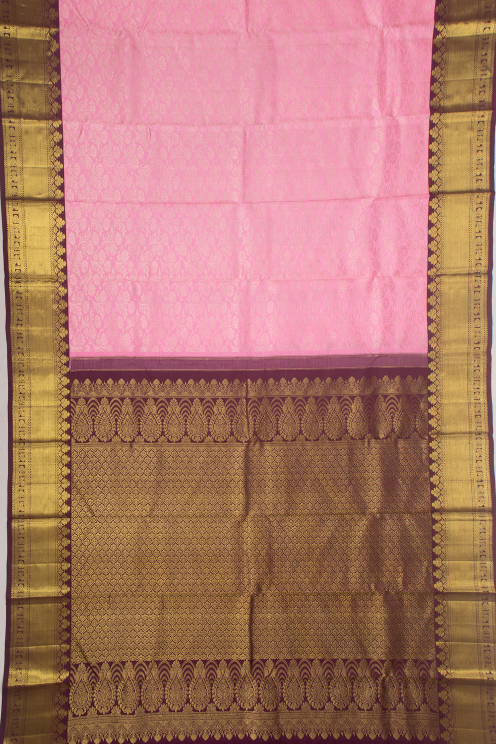 Kanchipuram Silk Brocade Pink Saree