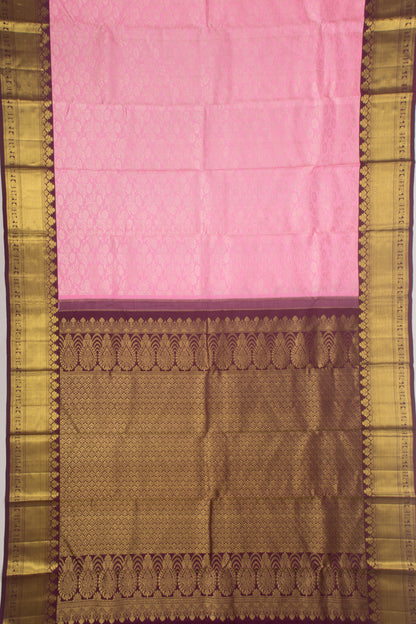 Kanchipuram Silk Brocade Pink Saree