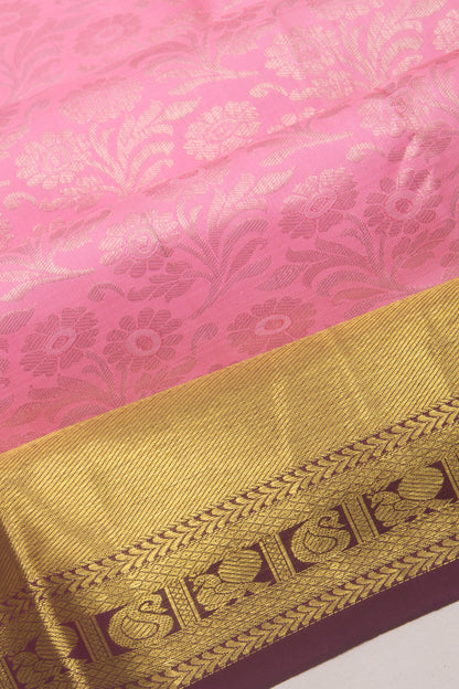Kanchipuram Silk Brocade Pink Saree