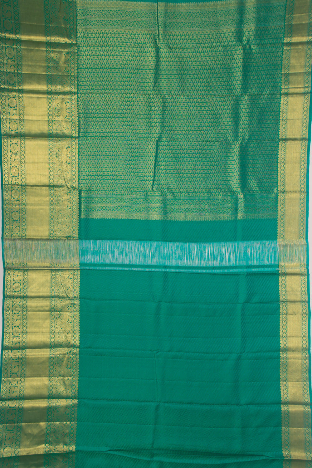 Kanchipuram Silk Criss Cross check And Butta Yellow Saree