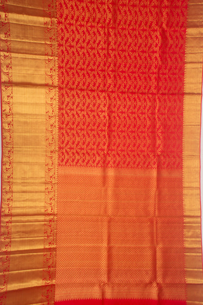 Kanchipuram Silk Brocade Red Saree
