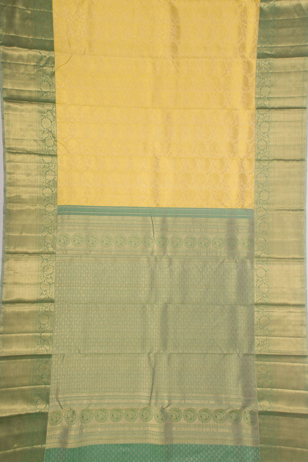 Kanchipuram Silk Brocade Yellow Saree