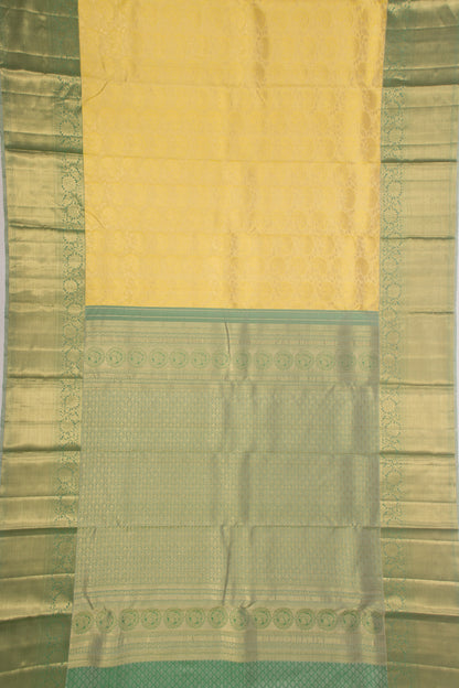 Kanchipuram Silk Brocade Yellow Saree