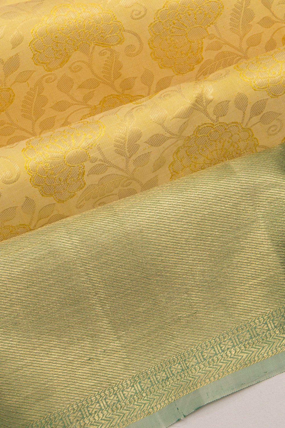 Kanchipuram Silk Brocade Yellow Saree