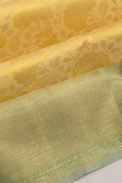 Kanchipuram Silk Brocade Yellow Saree