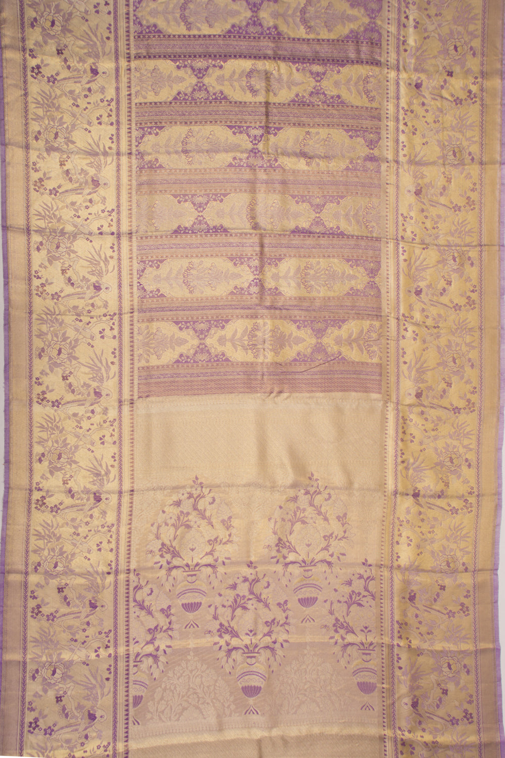 Kanchipuram Silk Tissue Brocade Violet Saree