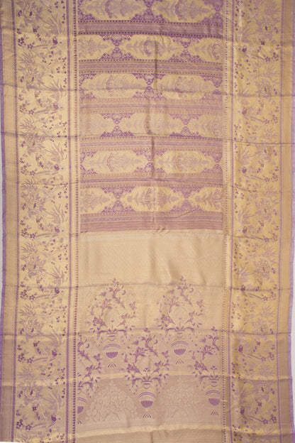 Kanchipuram Silk Tissue Brocade Violet Saree