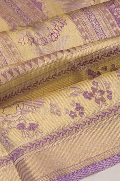 Kanchipuram Silk Tissue Brocade Violet Saree