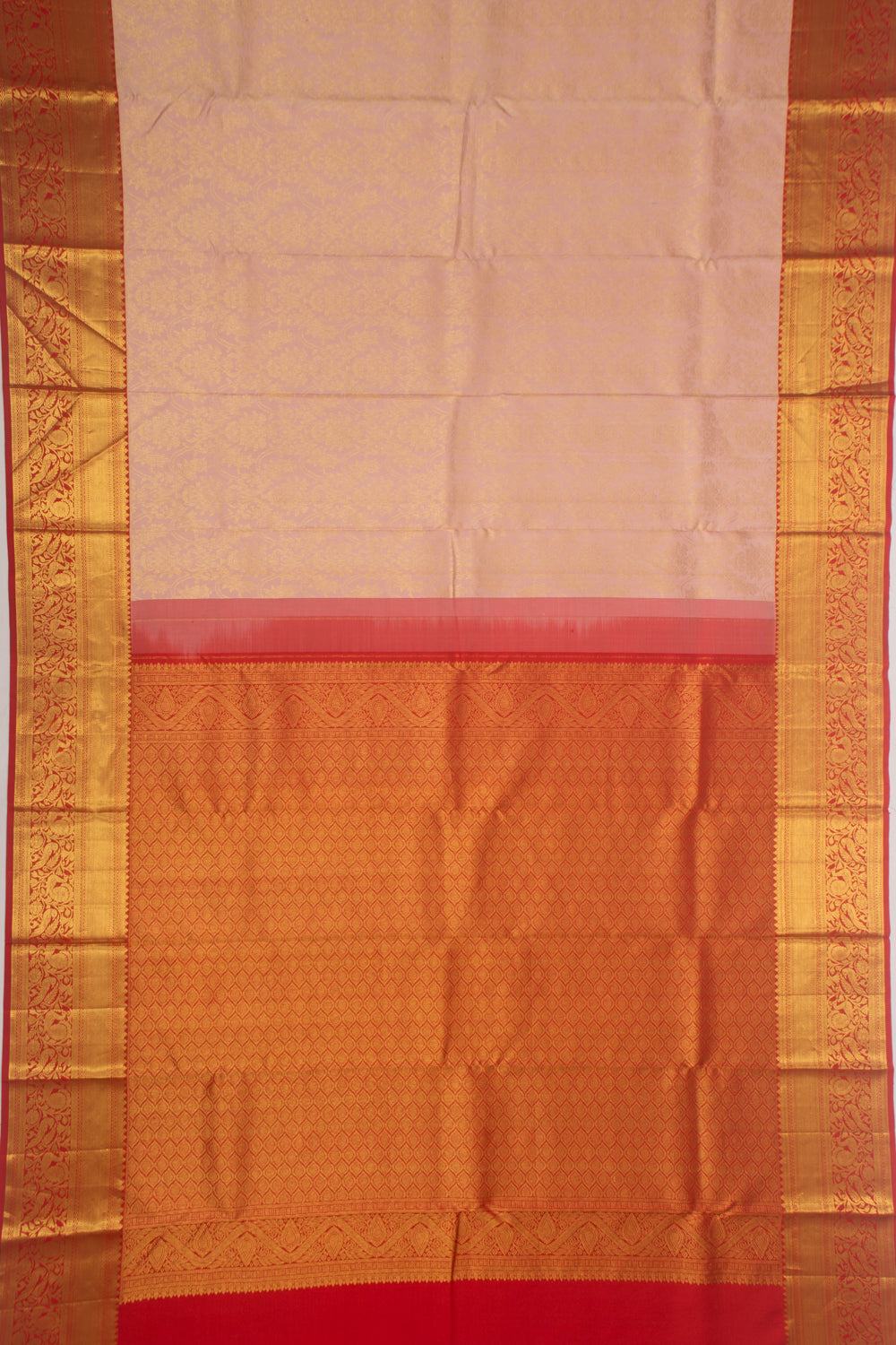Kanchipuram Silk Brocade Peach Saree
