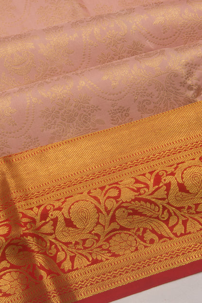 Kanchipuram Silk Brocade Peach Saree