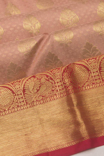 Kanchipuram Silk Jacquard And Butta Pink Saree