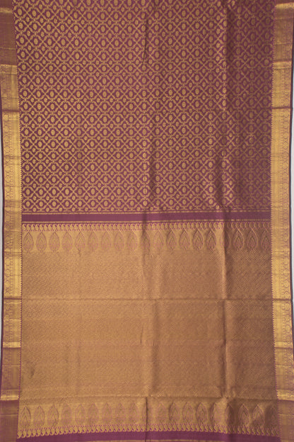 Kanchipuram Silk Criss Cross Checks and Butta Purple Saree