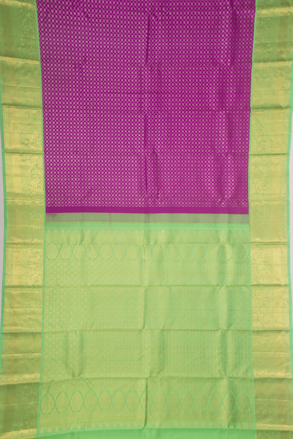 Kanchipuram Silk Criss Cross Checks And Butta Violet Saree
