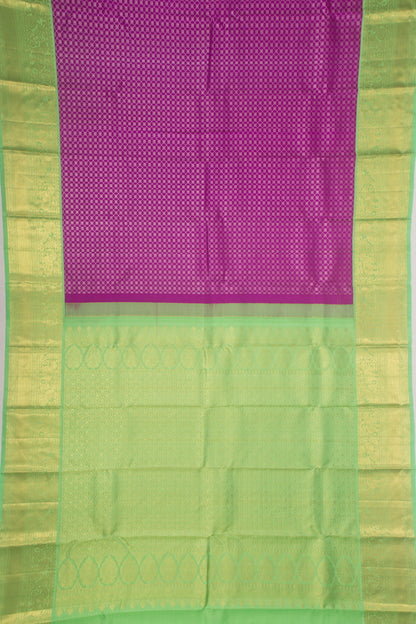 Kanchipuram Silk Criss Cross Checks And Butta Violet Saree