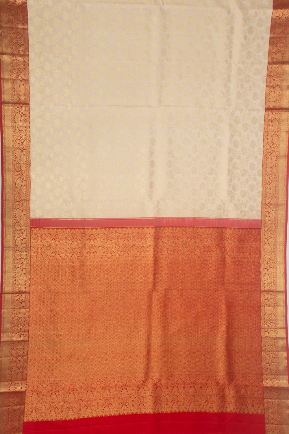 Kanchipuram Silk Jaal Cream Saree