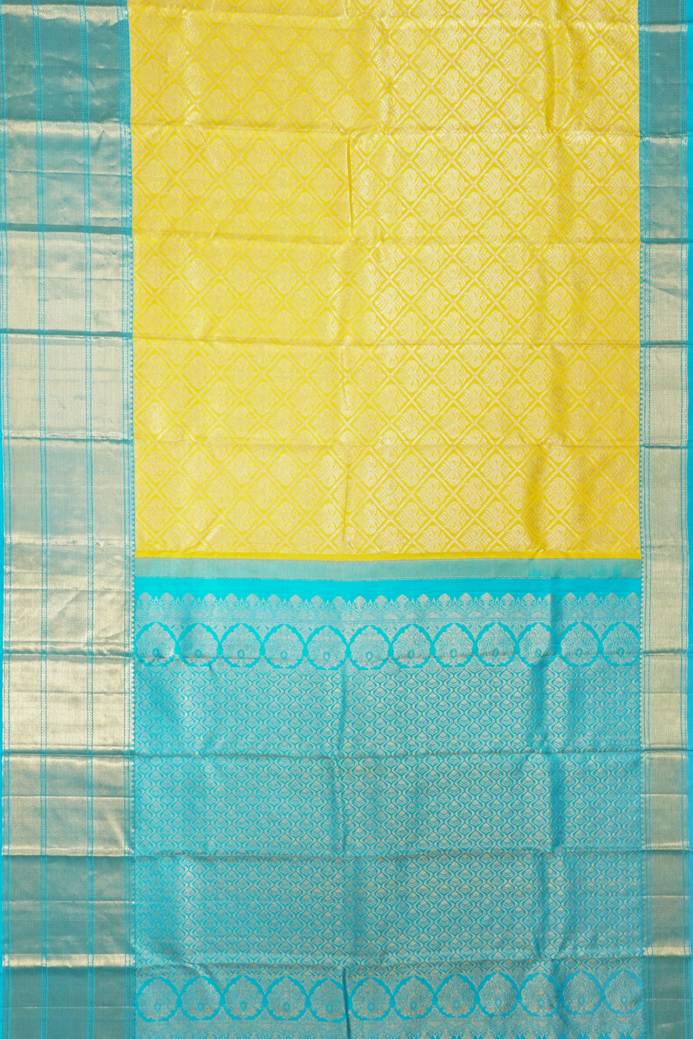 Kanchipuram Silk Brocade Yellow Saree