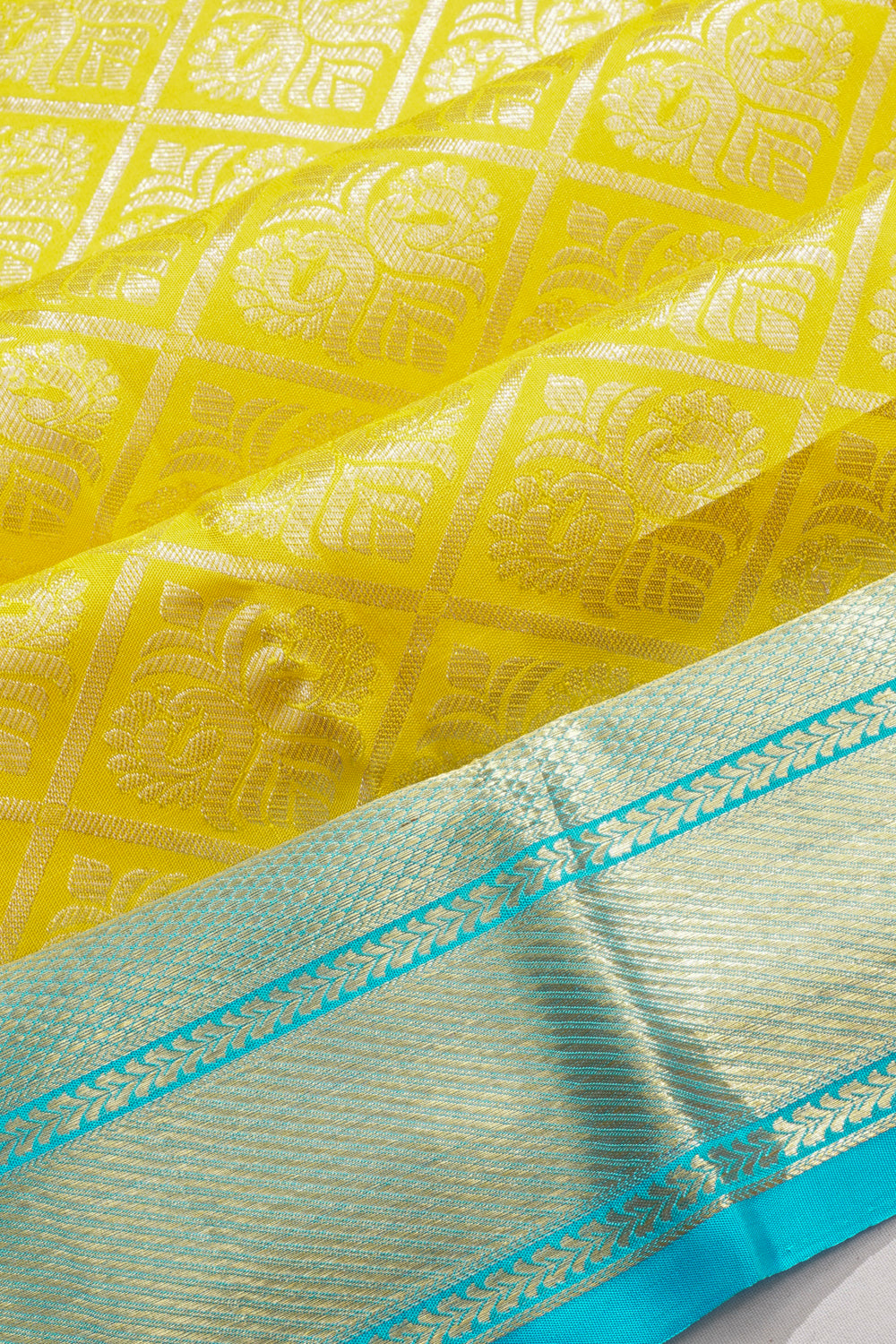 Kanchipuram Silk Brocade Yellow Saree