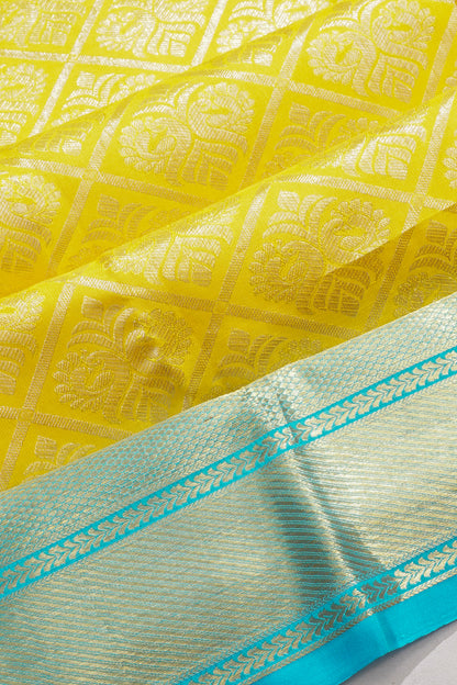 Kanchipuram Silk Brocade Yellow Saree