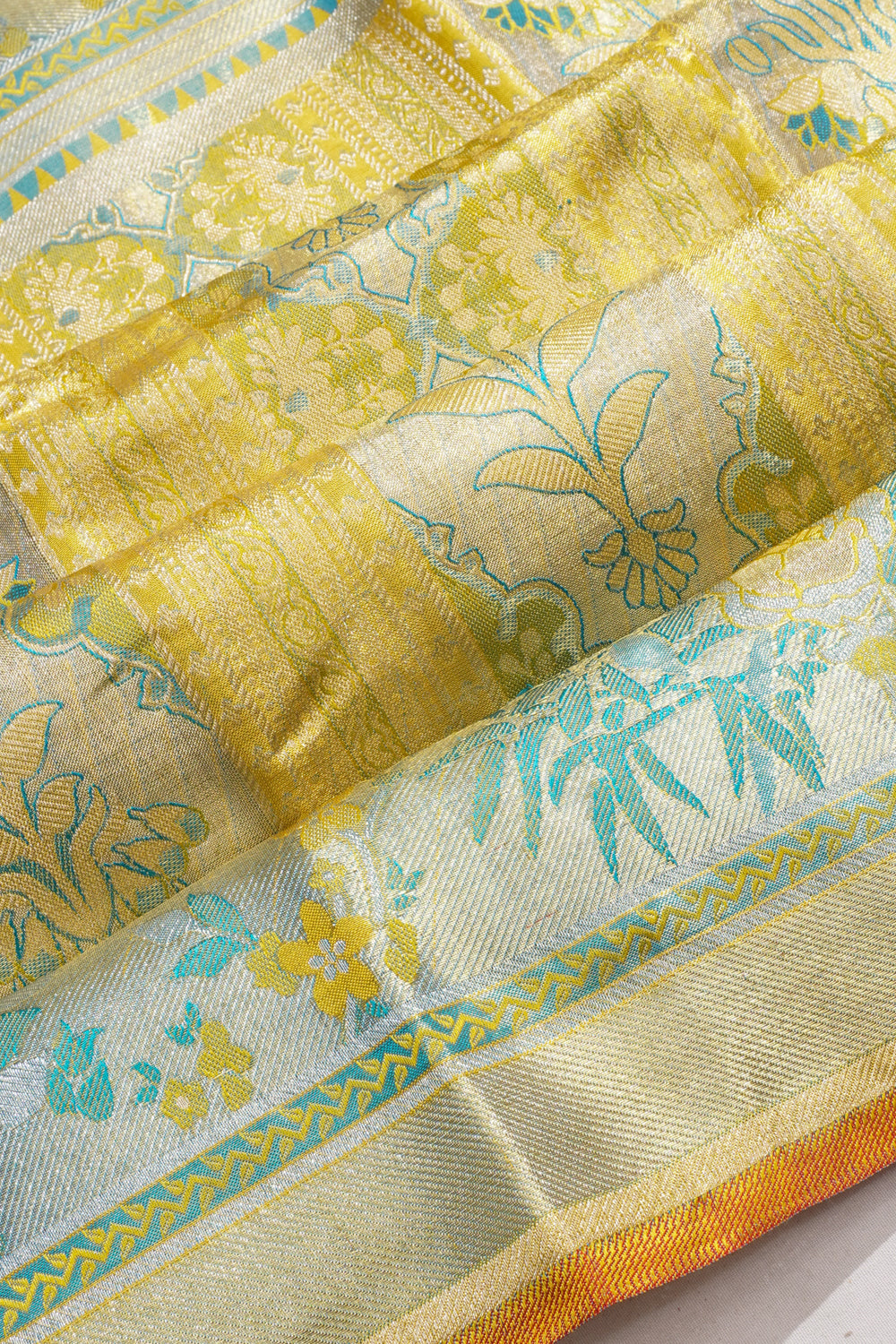 Taranga Kanchi Silk Tissue Brocade Yellow Saree