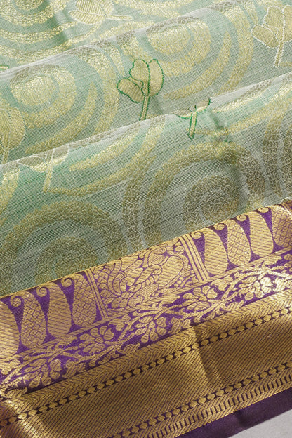 Taranga Kanchi Silk Brocade Pastel Green Saree