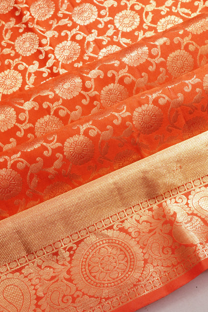 Taranga Kanchi Silk Brocade Red Saree