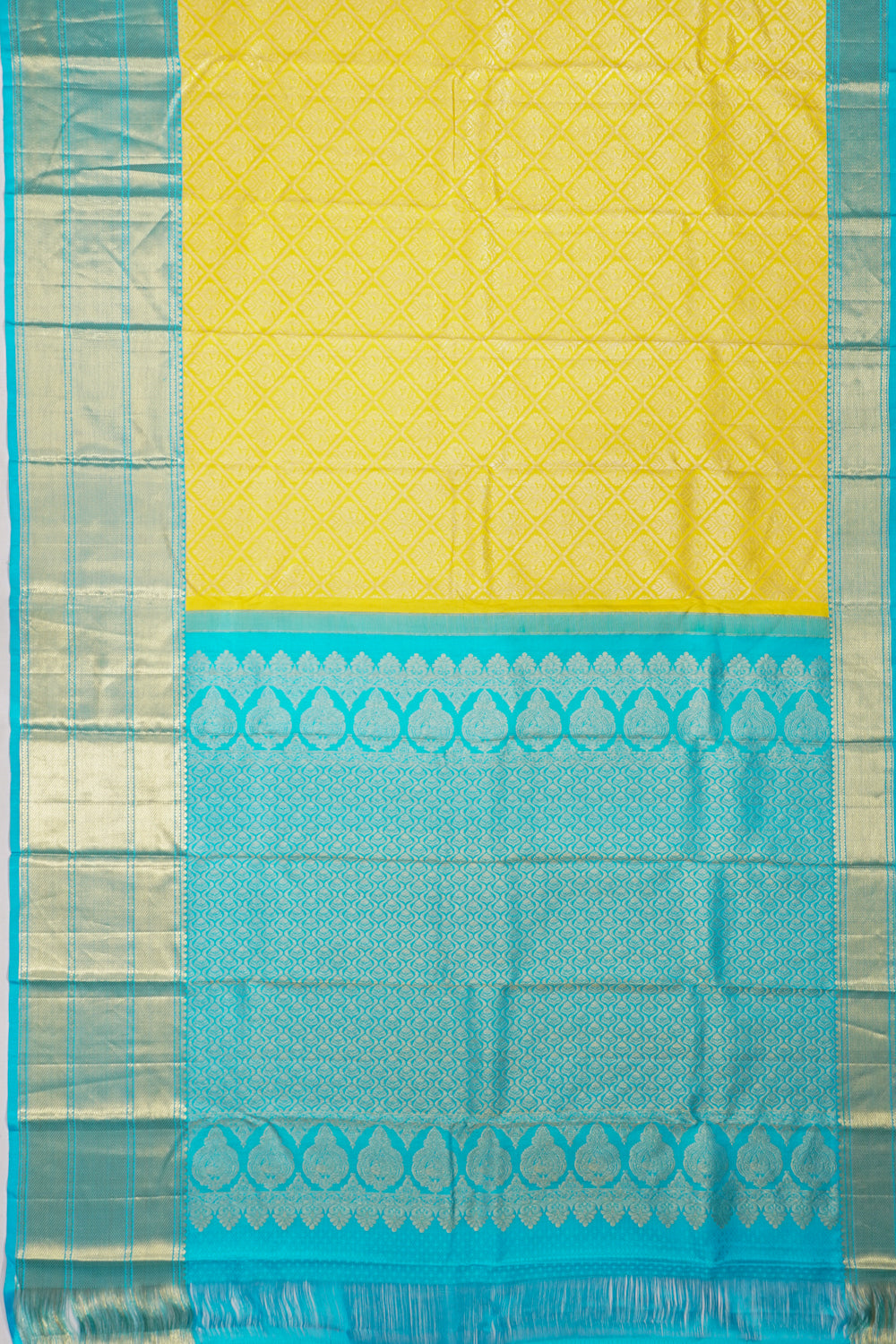 Taranga Kanchi Silk Brocade Yellow Saree