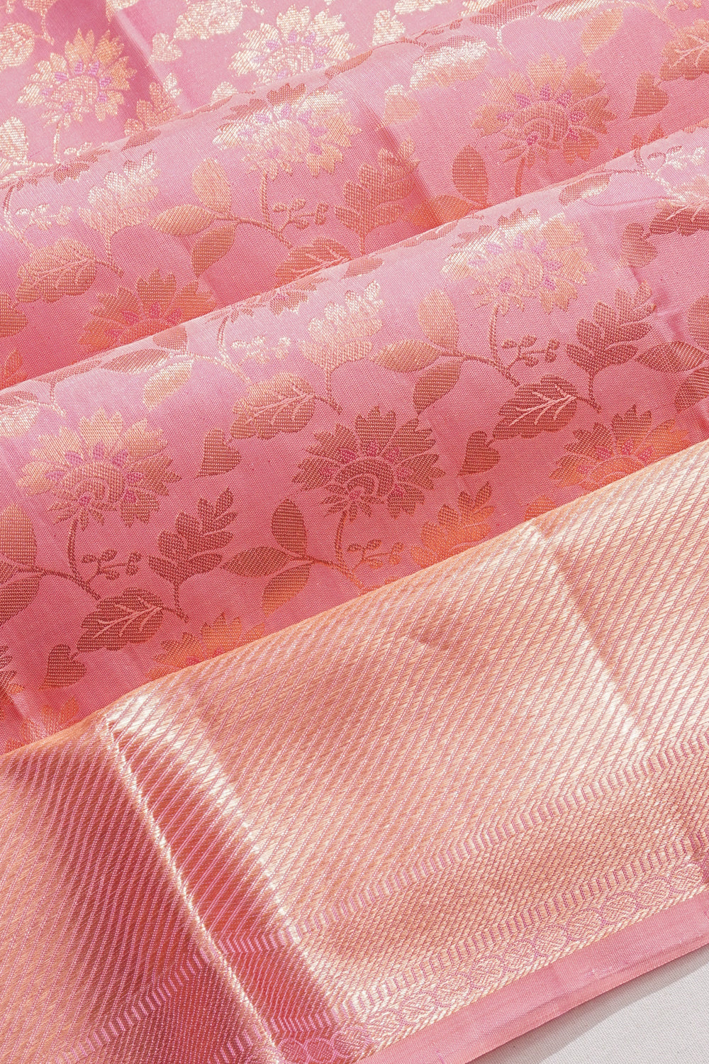 Taranga Kanchi Silk Brocade Pastel Pink Saree