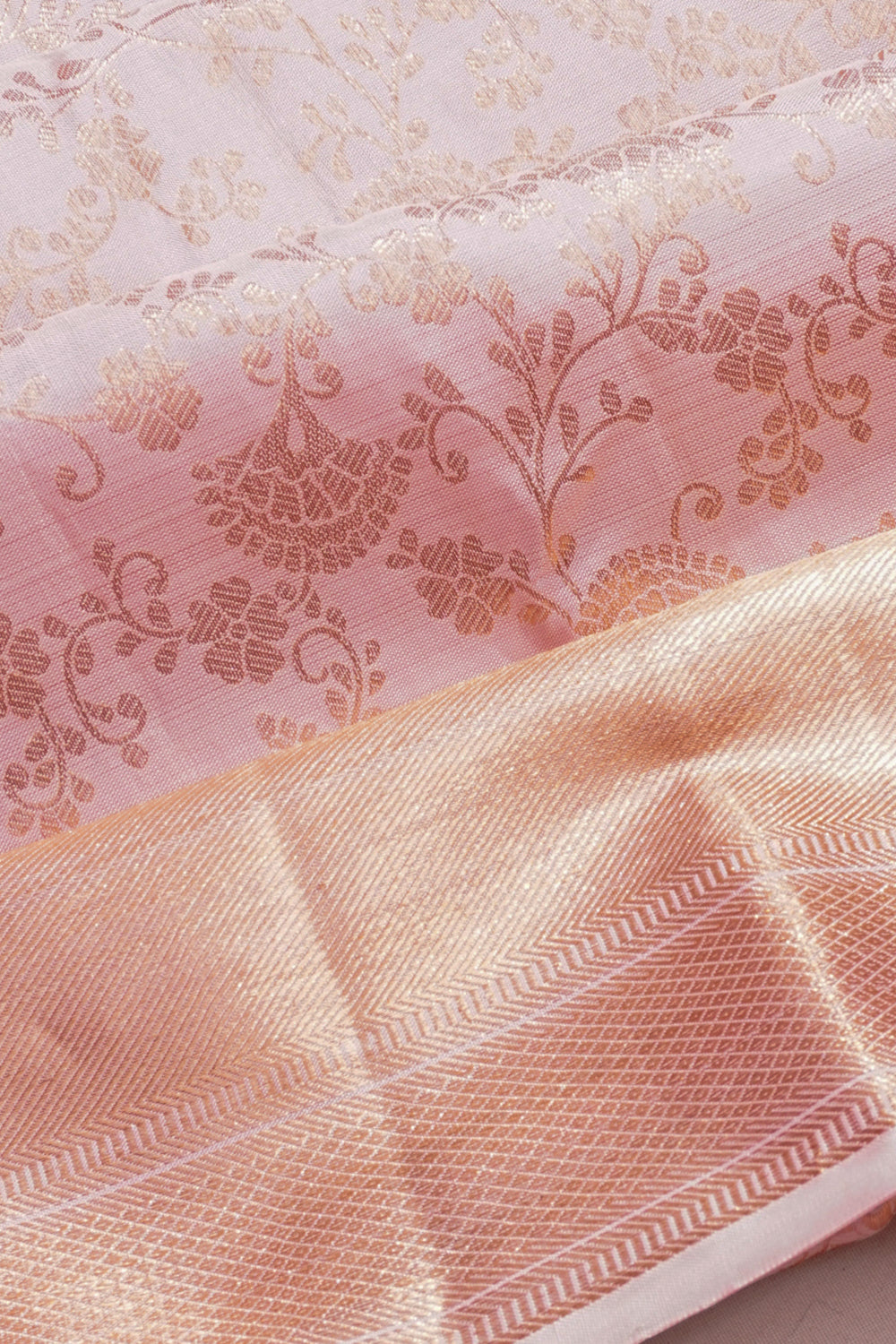 Taranga Kanchi Silk Brocade Peach Saree