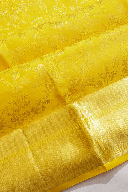 Taranga Kanchi Silk Brocade Lemon Yellow Saree