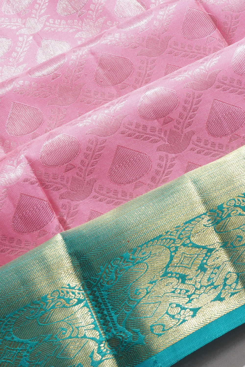 Taranga Kanchi Silk Brocade Pastel Pink Saree