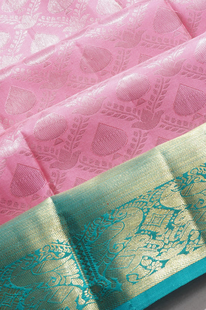 Taranga Kanchi Silk Brocade Pastel Pink Saree