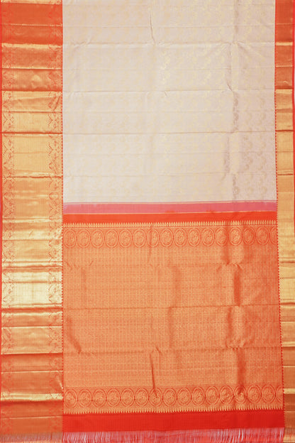 Taranga Kanchi Silk Brocade Cream Saree