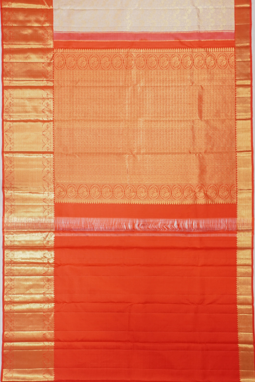 Taranga Kanchi Silk Brocade Cream Saree