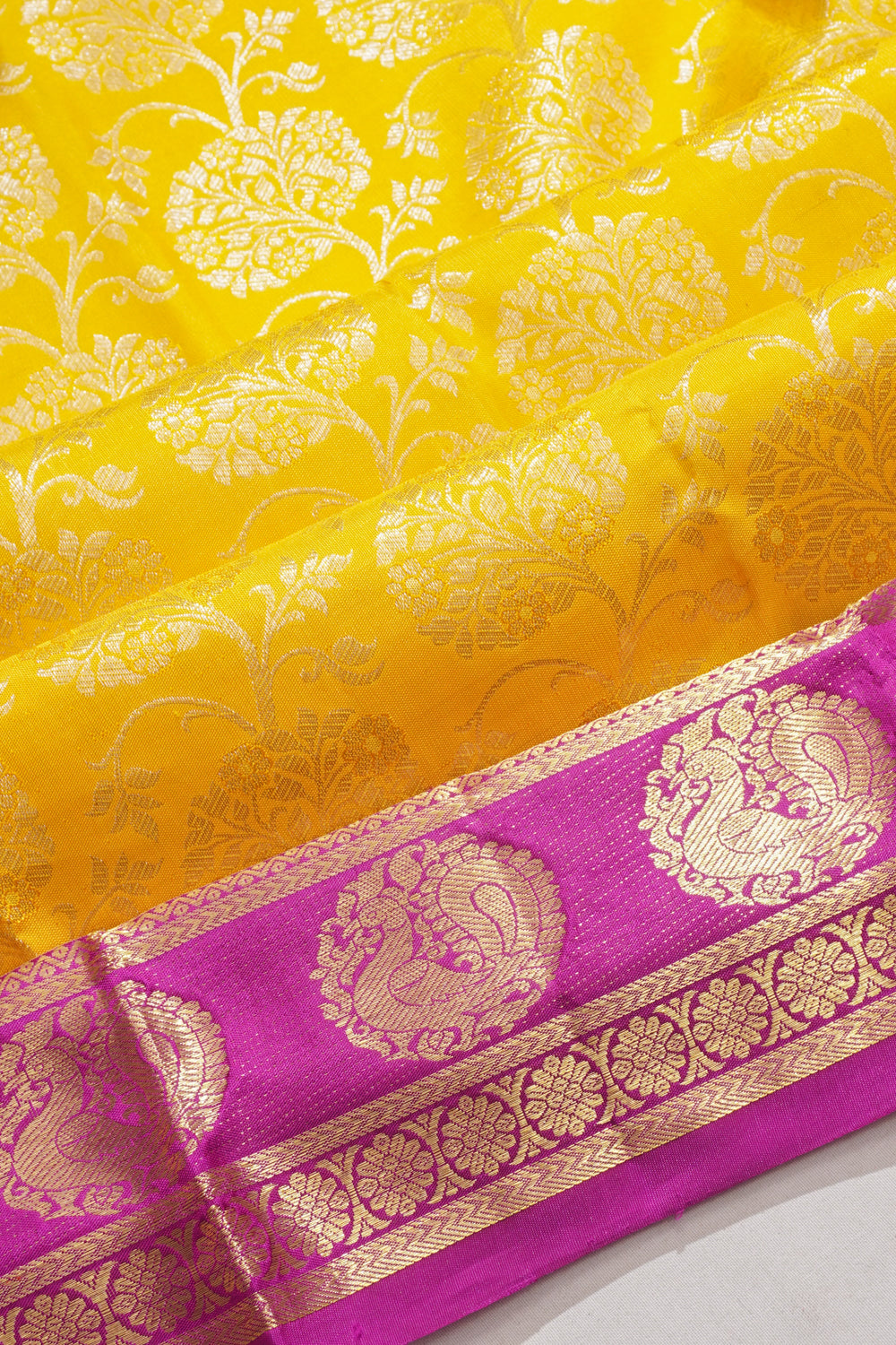 Taranga Kanchi Silk Brocade Yellow Saree