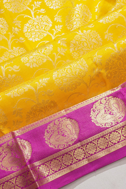 Taranga Kanchi Silk Brocade Yellow Saree