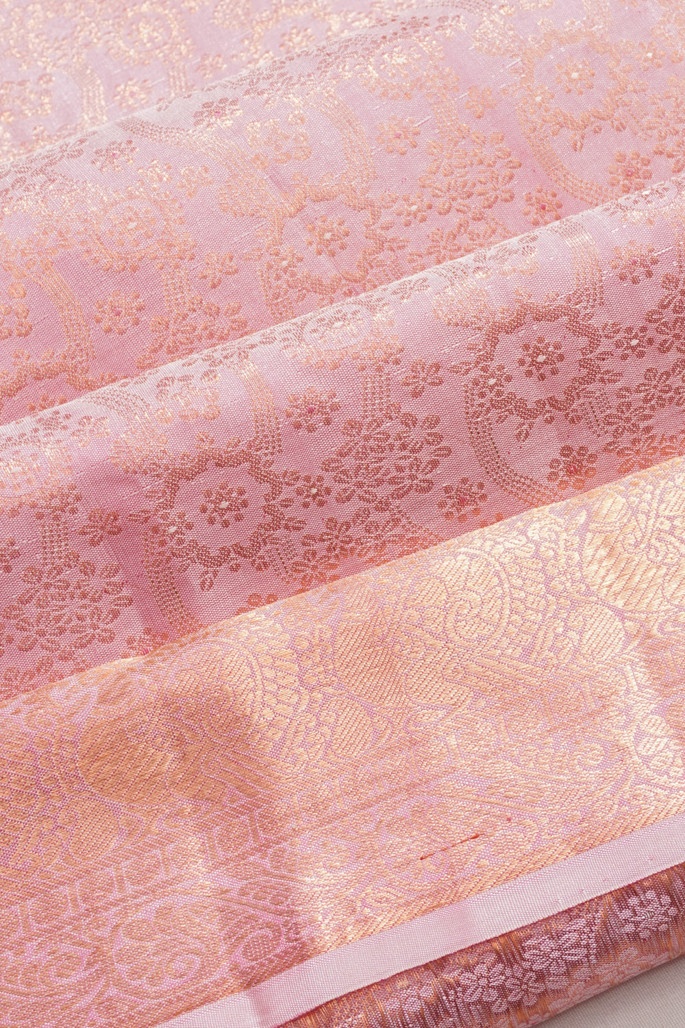 Taranga Kanchi Silk Brocade Pastel Pink Saree