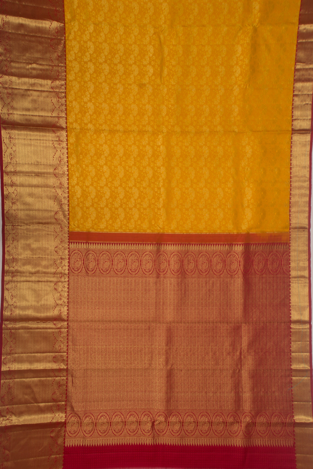 Taranga Kanchi Silk Mustard Yellow Saree