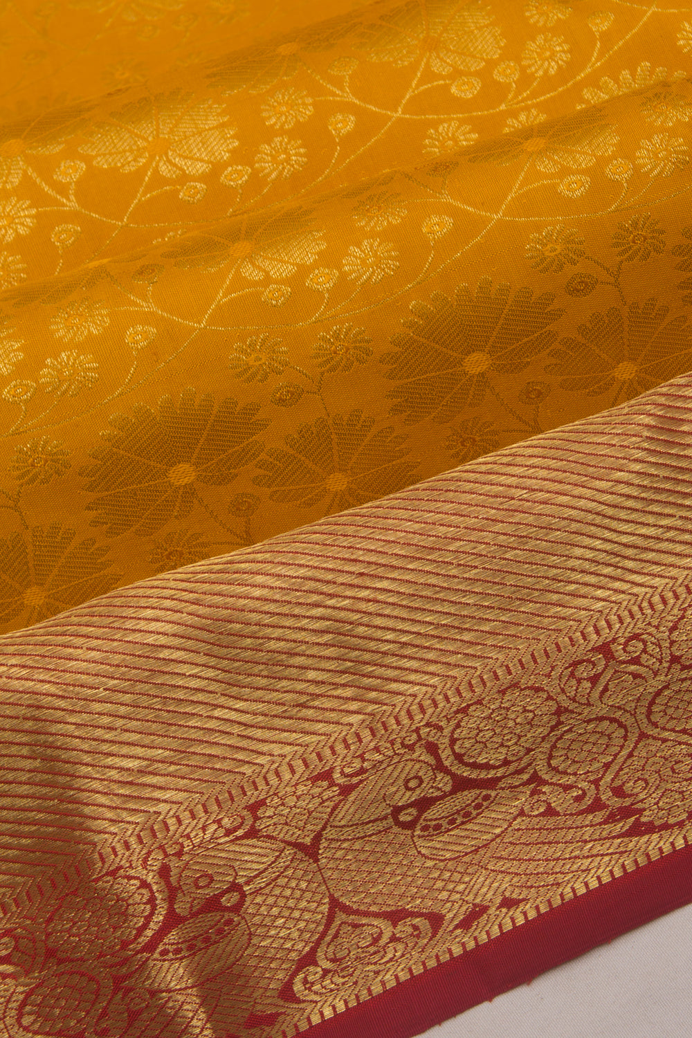 Taranga Kanchi Silk Mustard Yellow Saree