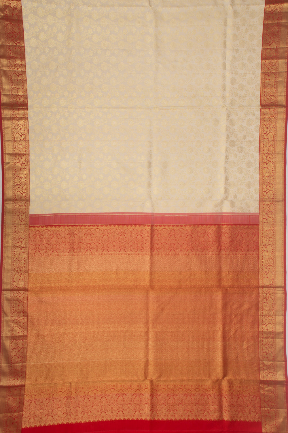 Taranga Kanchi Silk Brocade Cream Saree