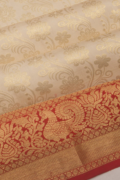 Taranga Kanchi Silk Brocade Cream Saree