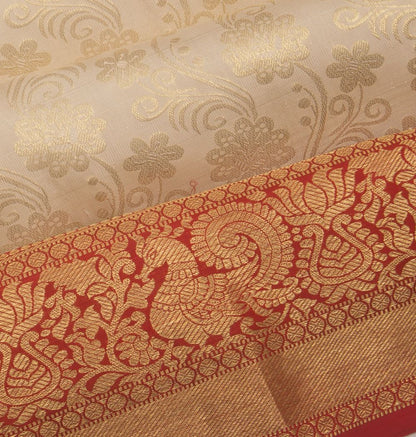 Taranga Kanchi Silk Brocade Cream Saree