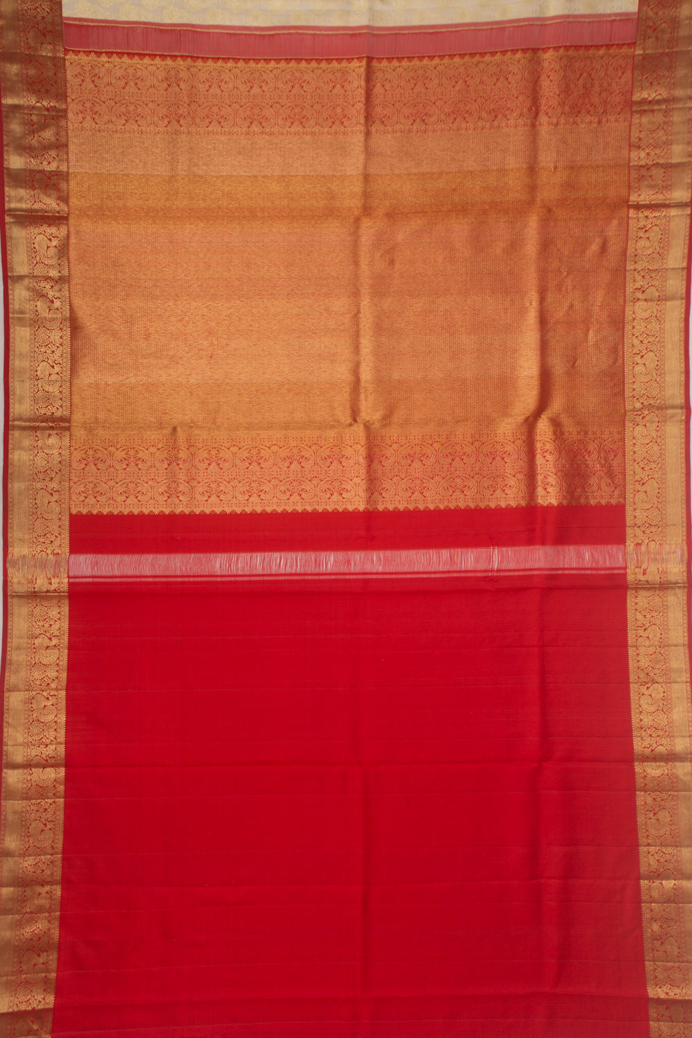 Taranga Kanchi Silk Brocade Cream Saree