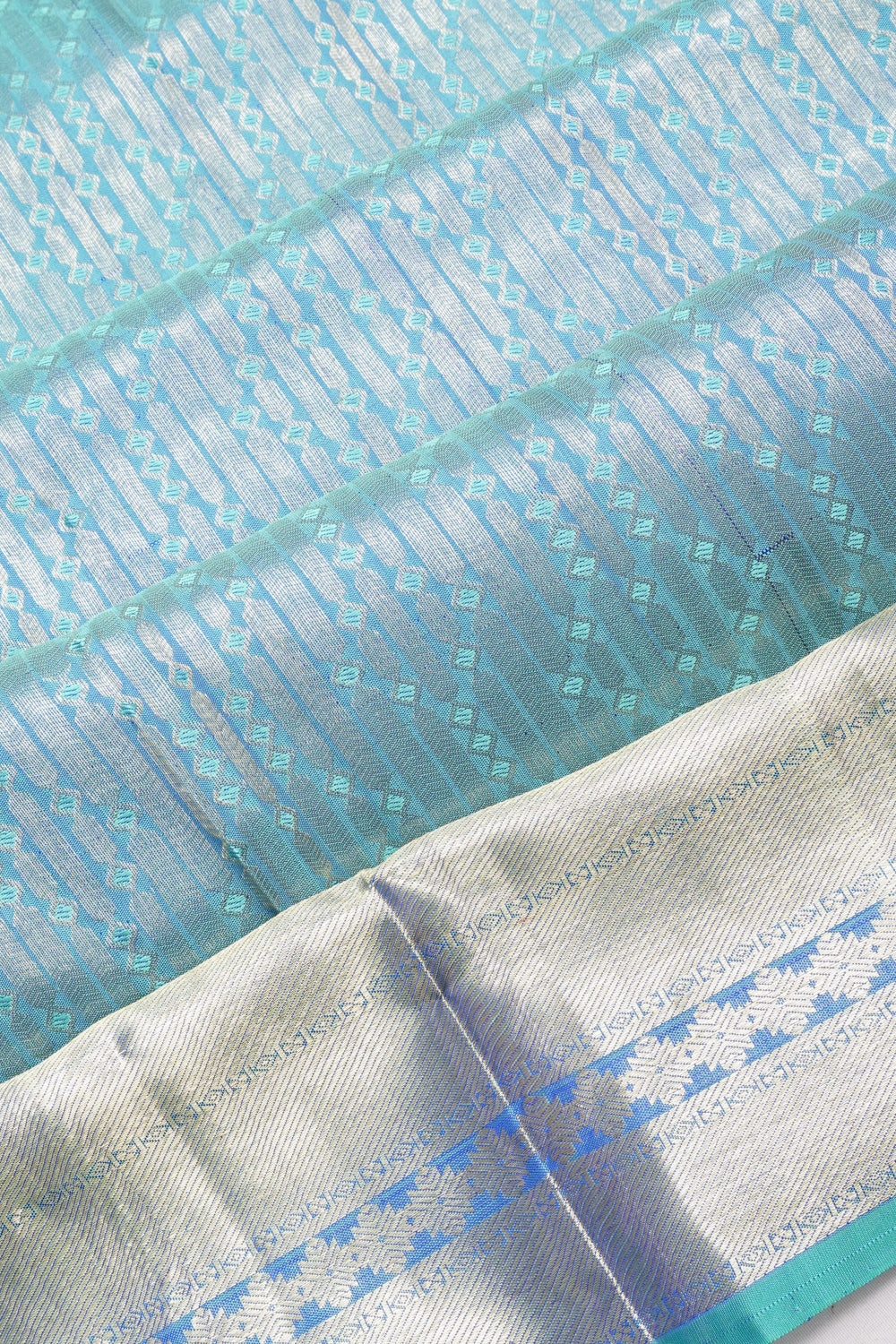 Taranga Kanchi Silk Brocade Dual Tone Green And Blue Saree